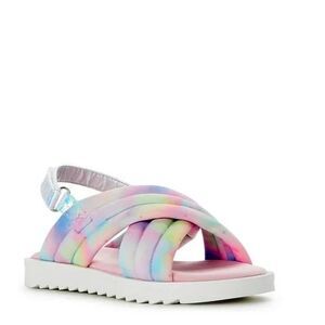 Sandals Girls Size 2 Tie Dye Puff Cross Band Wonder Nation Summer Footwear
